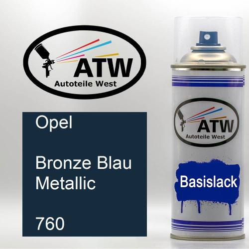 Opel, Bronze Blau Metallic, 760: 400ml Sprühdose, von ATW Autoteile West.